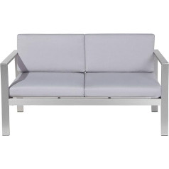 Beliani 2 Seater Garden Sofa Aluminium Light Grey SALERNO