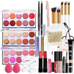 Профессиональные наборы для макияжа, MKNZOME 28-Piece Make-Up Starter Kit with Makeup Bag, Portable Travel Makeup Palettes, Cosmetics, Eyeshadow, Lip Gloss, Birthday, Christmas Gift Set