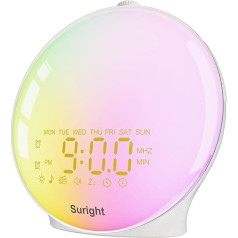 Будильник Suright Light, дневной будильник, световой будильник, имитация восхода солнца, радио будильник 15 звуков природы 2 будильника Snooze 18 цвет
