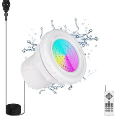 KOLLNIUN Светодиодная подсветка для наземного бассейна, 12 Вт RGB с регулировкой яркости, смена цвета, совместима с пультом дистанционного управ