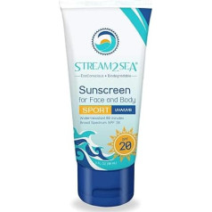 Минеральная защита от солнца STREAM 2 SEA SPF 20, биоразлагаемая и рифоустойчивая защита от солнца, 3 унции нежирной и увлажняющей минеральной защи