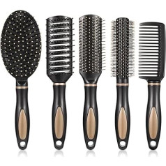 Heyu-Lotus 5 Packs Hair Brush Set, Paddle Brush Women Detangling Hair Brush, Wet Hair Brush, Detangling Paddle Brush, Anti-Static Curly Hair Brush, Detangling Hair Brush Set for