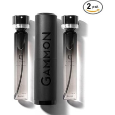 GAMMON Black Notes Perfume Starter Set C (2 x 20 мл), свежие древесные черные барабаны, цитрусовые ароматы для мужчин с 20% парфюмерным маслом, в комплекте высокок