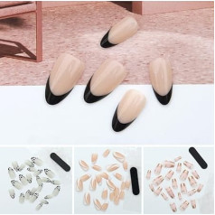 Миндальные ногти для наклеивания, короткие ногти с клеем для ногтей, костюм 