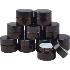 BENECREAT 10pcs 5g Round Amber Glass Cream Jars Cosmetic Jars with Leakproof Seal for Lotion, Cream and Other Beauty Products