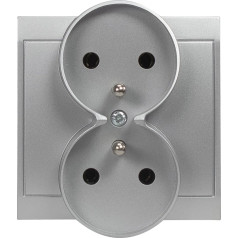 2x2P+Z Luna двойная настенная розетка, 16A, 250V, PT-6LR, серебристый