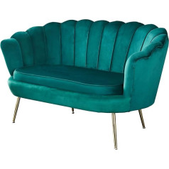 Dynamic24 Shell Sofa Velvet Green Couch Sofa Lounge Couch Set Upholstered Sofa