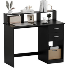 Mondeer Стол с ящиками, маленький компьютерный стол с полкой, 105 x 48 x 94 см, идеально подходит для офиса, дома, кабинета, гостиной, черный