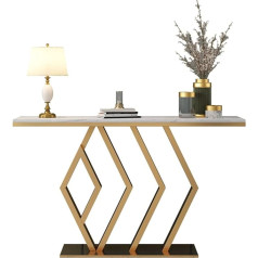 XAoSCd Современный золотой консольный стол, геометрическая металлическая основа, мраморный стол для гостиной, прихожей, входной зоны, 31,4 дюйм