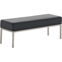 CLP Lamega 3-Seater Bench Faux Leather Modern Bench with Padding and Stainless Steel Frame Available in Many Colours, Colour: Black