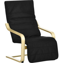 Homcom Гостиная Recliner Chair Lounge Chair с подлокотниками из березы, регулируемая по 5 направлениям подножка, кресло для чтения с льняным покрытием, мяг