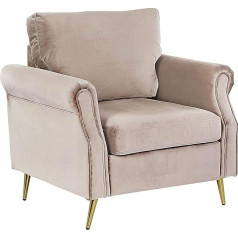 Beliani Кресло бархатная ткань бежевый тауп с металлическими ножками золотые подлокотники ретро вьетнам