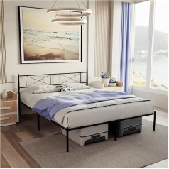 ‎Dreamzie Кровать Dreamzie 160 x 200 см с реечным каркасом - Каркас кровати 160 x 200 см с ножками - Металлическая кровать с изголовьем - Высота 35 см - Легко р