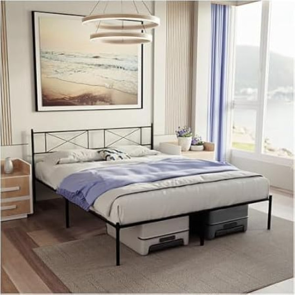 Dreamzie Кровать Dreamzie 160 x 200 см с реечным каркасом - Каркас кровати 160 x 200 см с ножками - Металлическая кровать с изголовьем - Высота 35 см - Легко р