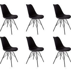 SAM Обеденный стул Lerche в скандинавском стиле с интегрированной подушкой сиденья из искусственной кожи, черные металлические ножки