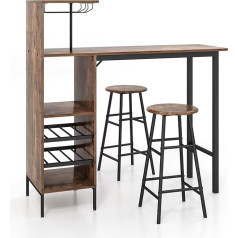 Homasis Барный стол с 2 барными стульями, 3 части обеденного стола и 2 барных стула, обеденный комплект с держателем для напитков и полкой для бо