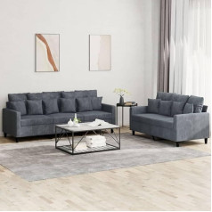 Homgoday 2-Piece Sofa Set with Cushion Living Room Sofa Lounge Sofa Sofa Couch Couch Couch Set Guest Sofa Modern Double Sofa Seat Furniture for Living Room Bedroom Office Dark Grey Velvet
