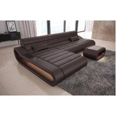 Sofa Dreams Кожаный диван Concept Leather Sofa L-образной формы из кожи - со светодиодной подсветкой, эргономичными спинками, шезлонгом / выбор цвета кожи /