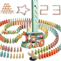ROHSCE Домино Поезд Игрушка, STEM Монтессори Spielzeug für 3 Jahre Old, 80 Stück Kinder Games Automatic Dominos Set, Lichter & Music Creative Gifts for Boys Girls Autistic