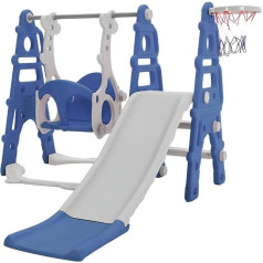 FUKEA Детская горка для улицы и помещения Детская горка 4 в 1 с качелями Баскетбольный обруч Восхождение Лестница Мини горка Набор Детская игр