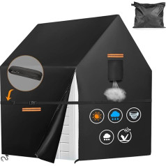 Upgraded Playhouse Outdoor Tarpaulin Waterproof 420D Oxford Garden Shed Playhouse Wooden Cover with Zip, Waterproof Strips, 4 Reflective Strips (L 145 x W 145 x H 160 cm)