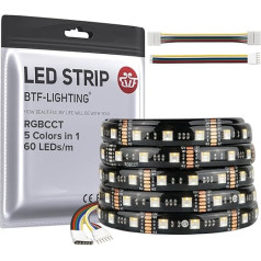 BTF-LIGHTING RGBCCT 5 цветов в 1 5050SMD светодиодная лента DC12V 5M 60LEDs/m 300LEDs RGB + теплый белый + холодный белый черный PCB IP65 водонепроницаемый для комнаты кух