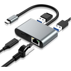 Адаптер 4 в 1 USB C к Ethernet, Wowfast USB C к RJ45 Ethernet 1000 Мбит/с для Chromecast TV/Stick, телефона, Mac Book Air, Mac Book Pro и Windows