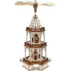 Dekohelden24 Деревянная пирамида для чайных ламп натурального / коричневого цвета с 3 уровнями для 3 чайных ламп Д/Ш/В: 19 x 16,5 x 42 см Miners Design