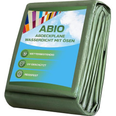 Abio Тарпаулин 6 x 12 м Зеленый 90 г/м² Водонепроницаемый Тарпаулин с люверсами Тарп Тарпаулин Ткань Тарпаулин Защитный Тарпаулин Тент Тарпаули