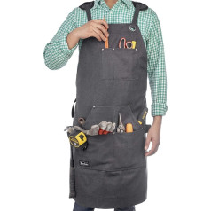 Рабочий фартук из вощеного холста с карманами и поперечными завязками Один размер подходит всем