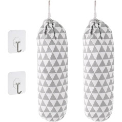 2 Stück Kunststoffbeutelhalter mit Haken, Müllsack-Organizer, Spender, hängende Aufbewahrungstasche, Tragetaschen-Halter, Aufbewahrung für Tragetasche, Aufbewahrungshalter, Küche, Reisebedarf, Grau,