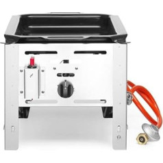 HENDI Bake-Master mini, Elektronisches Zündgerät, nur für Verwendung im Aussenbereich, für Gasflaschengas (Propan/Butan), 5kW(Hs), 340x540x(H)300mm, Bratpfanne 290x480mm (innenbereic), Edelstahl 18/0