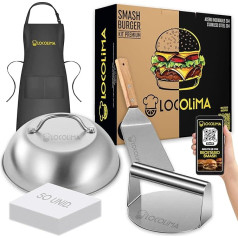LOCOLIMA Smash Burger Kit Professional - пресс для гамбургеров из нержавеющей стали 304 с сертификатами качества и безопасности пищевых продуктов ЕС - Smash Burger K