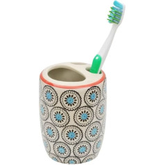 Tranquillo Керамический держатель для зубных щеток с ручной печатью 8 x 8 x 11 см Этнический