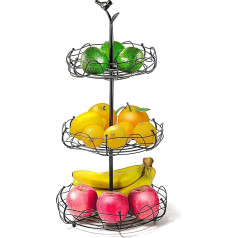 Ouseen 3-ярусная подставка для корзин с фруктами в виде птичьего гнезда с милой ручкой - многофункциональный металлический органайзер для ово