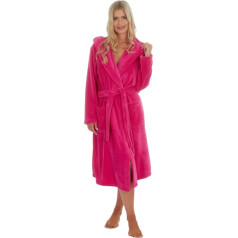 Style It Up Ladies Soft Cuddly Fleece Bathrobe Solid Color Soft Cozy Hooded Bathrobe