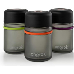 ONGROK Стеклянная банка для хранения 180 мл в упаковке из 3 цветных герметичных стеклянных банок, устойчивых к ультрафиолету, для бережного хра