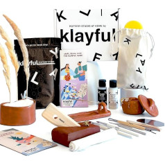 Набор для воздушной сушки глины - 1,5 кг терракотовой глины, инструменты, кисть, адгезивный грунт, краски, защитное покрытие, инструкция и раб