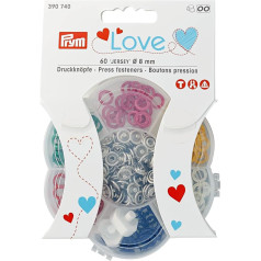 Prym 390740 Love Press Stud Jersey Colour MS 8 mm 6 Colours Brass