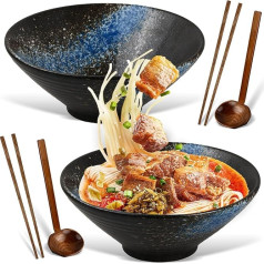 Набор керамических мисок Ramen Bowl, 2 х 1000 мл с палочками для еды, миски для супа, миски для смешивания, японские миски для супа, миски для салата,