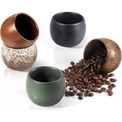 ecooe Набор чашек для эспрессо, толстостенные, из керамогранита, набор из 5, 90 мл, набор кофейных чашек ручной работы, набор чайных чашек, подар