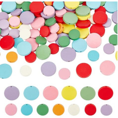 PandaHall 130 плоских круглых деревянных бусин, 13 стилей, разноцветные круглые диски, прокладки, свободные бусины для создания гирлянд, сережек, 