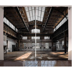 ABAKUHAUS Индустриальная штора в деревенском стиле, старый ангар, спальня Штора на ленте с петлями и крючками, 280 x 245 см, коричневый белый