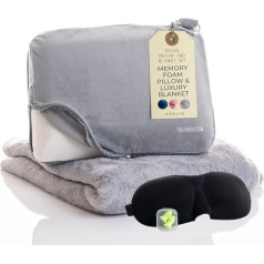 Набор подушек и одеял для путешествий - 4 в 1 Ultimate Travel Set с подушкой из пены с эффектом памяти, одеялом для путешествий, маской для сна и беруша