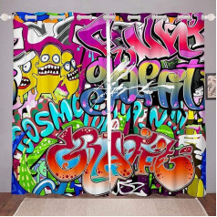 Мальчики Граффити Узор Окна Занавески Подростки Хип Хоп Окно Занавески Панели Красочные Хиппи Граффити Стиль Окна Обработки Для Молодых Л