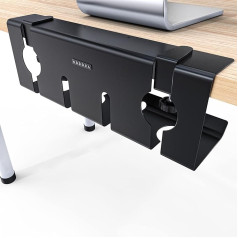 NODOCA Cable Management Under the Desk, No Drilling Underdesk Cable Management, Cable Duct Desk, Cable Basket for Managing Cables and Power Strips - 43 x 15 x 12 cm, Black