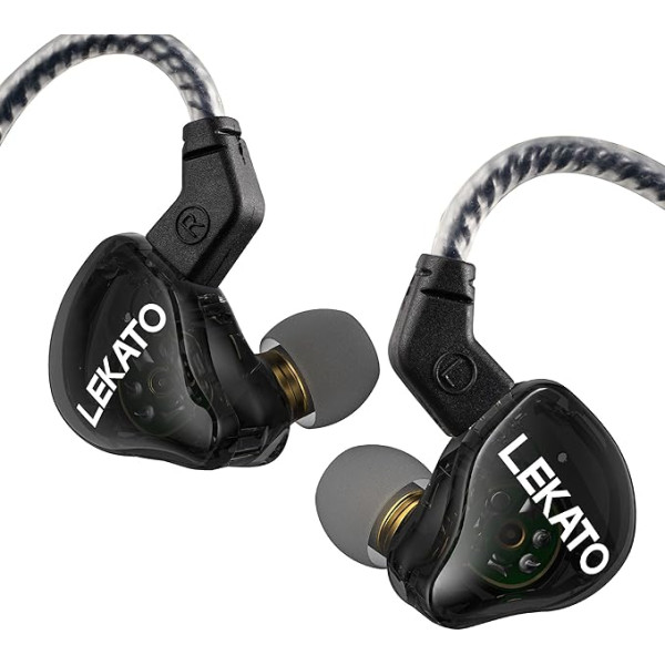 LEKATO H5 In-Ear Monitor Headphones Hybrid HiFi IEM Earphones for Musicians Removable 2-Pin Cable 1BA + 1DD Wired Gaming Earphones Professional Deep Bass Sound Insulation (без микрофона)