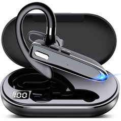 EUQQ Bluetooth Single Wireless Headset Hands-Free для телефона, V5.3 In-Ear наушники с микрофоном, USB-C зарядка, водонепроницаемые наушники для вождения / бизнеса / офис