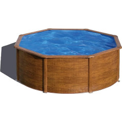Gre Pool KIT300W Pacific - круглый стальной надземный бассейн с эффектом дерева Съемный садовый бассейн 300 x 120 см дерево