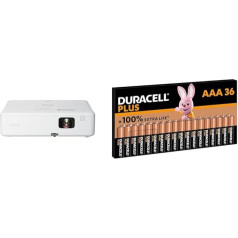 Проектор данных Epson CO-W01 3000 ANSI люмен 3LCD WXGA (1200 x 800) черный белый и батарейки Duracell Plus AAA в упаковке из 36 батареек длительного действия для дома и 